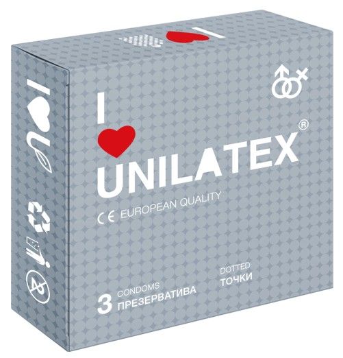 Презервативы с точками Unilatex Dotted - 3 шт. - Unilatex - купить с доставкой в Самаре