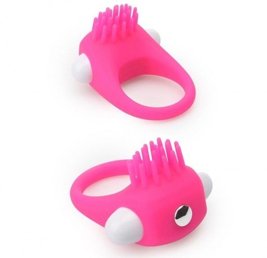 Розовое эрекционное кольцо с щеточкой LIT-UP SILICONE STIMU RING 5 - Dream Toys - в Самаре купить с доставкой