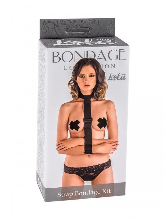 Ошейник с длинной лентой и наручниками Strap Bondage Kit One Size - Lola Games - купить с доставкой в Самаре
