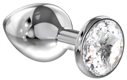 Большая серебристая анальная пробка Diamond Clear Sparkle Large с прозрачным кристаллом - 8 см. - Lola Games - купить с доставкой в Самаре