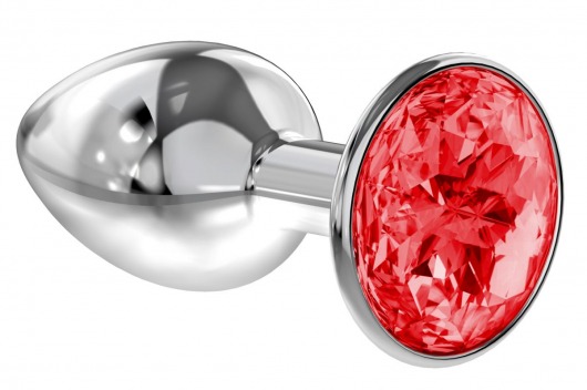 Малая серебристая анальная пробка Diamond Red Sparkle Small с красным кристаллом - 7 см. - Lola Games - купить с доставкой в Самаре