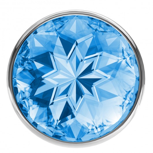Малая серебристая анальная пробка Diamond Light blue Sparkle Small с голубым кристаллом - 7 см. - Lola Games - купить с доставкой в Самаре