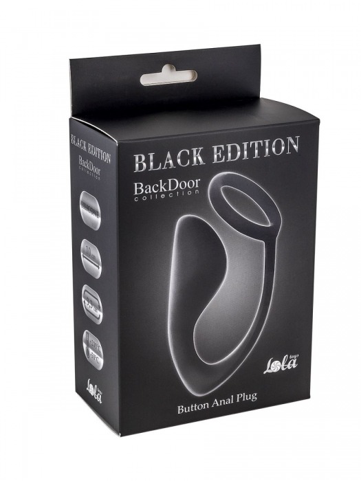 Чёрное эрекционное кольцо с анальной пробкой Button Anal Plug - Lola Games - в Самаре купить с доставкой