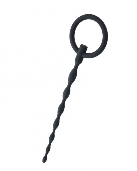 Чёрный уретральный плаг с кольцом - ToyFa - купить с доставкой в Самаре