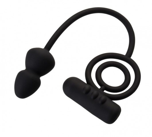 Чёрное эрекционное кольцо с вибропулькой и анальным хвостом - Erotist Adult Toys - в Самаре купить с доставкой