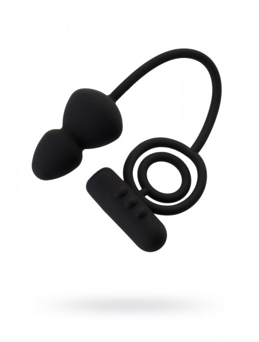 Чёрное эрекционное кольцо с вибростимулятором и анальным хвостом - Erotist Adult Toys - в Самаре купить с доставкой