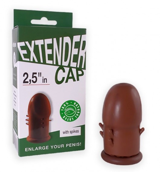 Коричневый латексный удлинитель пениса 2.5 in с шипиками - Sitabella - в Самаре купить с доставкой