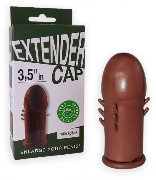Коричневый латексный удлинитель пениса 3.5 in с шипиками - Sitabella - в Самаре купить с доставкой