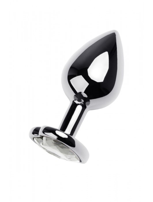 Серебристая анальная пробка с прозрачным кристаллом-сердцем - 8 см. - ToyFa - купить с доставкой в Самаре