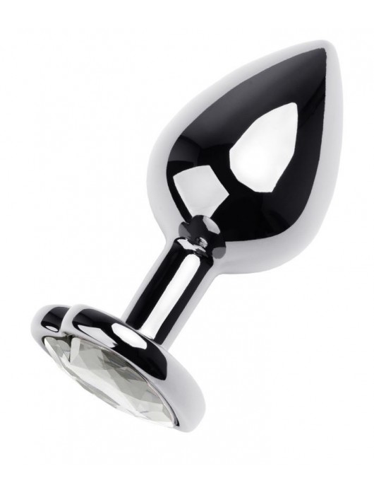 Серебристая анальная пробка с прозрачным кристаллом-сердцем - 8 см. - ToyFa - купить с доставкой в Самаре