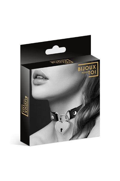 Черный чокер с замком в форме сердца - Bijoux Pour Toi - купить с доставкой в Самаре