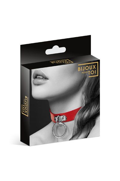 Красный узенький чокер с кольцом - Bijoux Pour Toi - купить с доставкой в Самаре