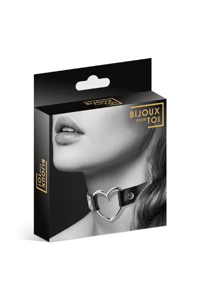 Чёрный чокер с кольцом в форме сердца - Bijoux Pour Toi - купить с доставкой в Самаре
