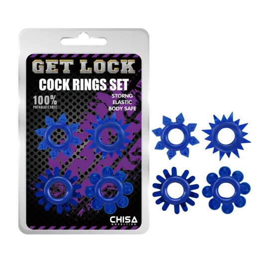 Набор из 4 синих колец Get Lock - Chisa - в Самаре купить с доставкой