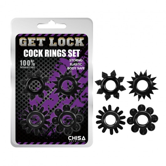 Набор из 4 черных эрекционных колец Get Lock - Chisa - в Самаре купить с доставкой