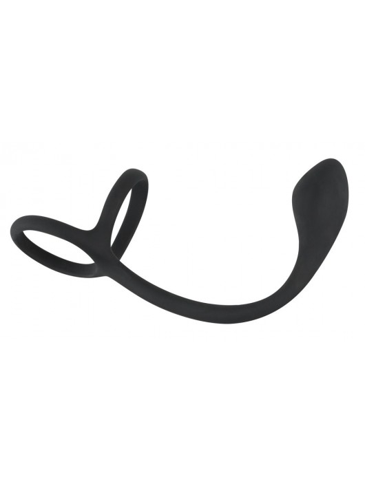 Эрекционное кольцо с утяжкой на мошонку и анальным плаг Black Velvets - Orion - в Самаре купить с доставкой