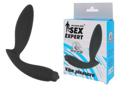 Чёрный вибростимулятор простаты Sex Expert Vibe Pleasure - Sex Expert - в Самаре купить с доставкой