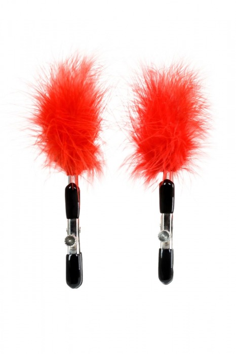 Зажимы для сосков с красным пухом Theatre - ToyFa - купить с доставкой в Самаре