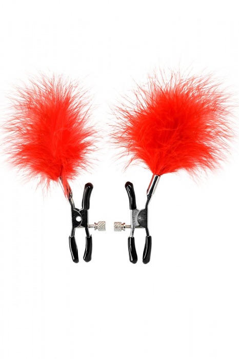Зажимы для сосков с красным пухом Theatre - ToyFa - купить с доставкой в Самаре
